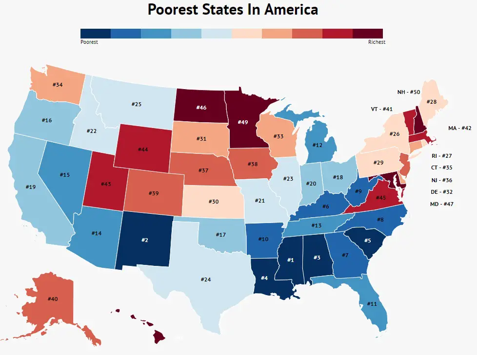 The 10 Poorest States In America 2020 Roadsnacks
