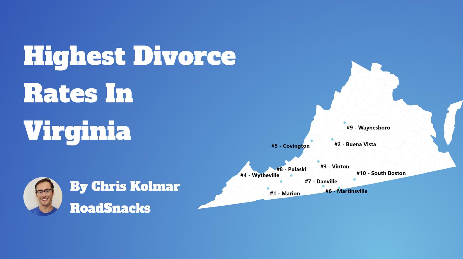 Cities With Highest Divorce Rate In Virginia Map
