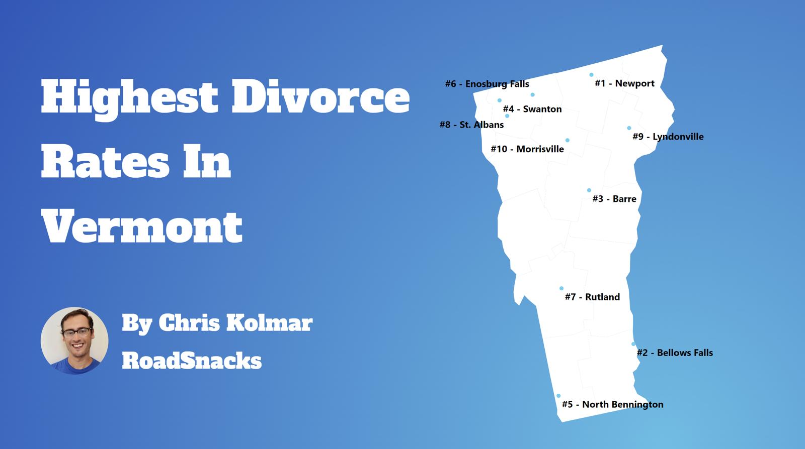 Cities With Highest Divorce Rate In Vermont Map