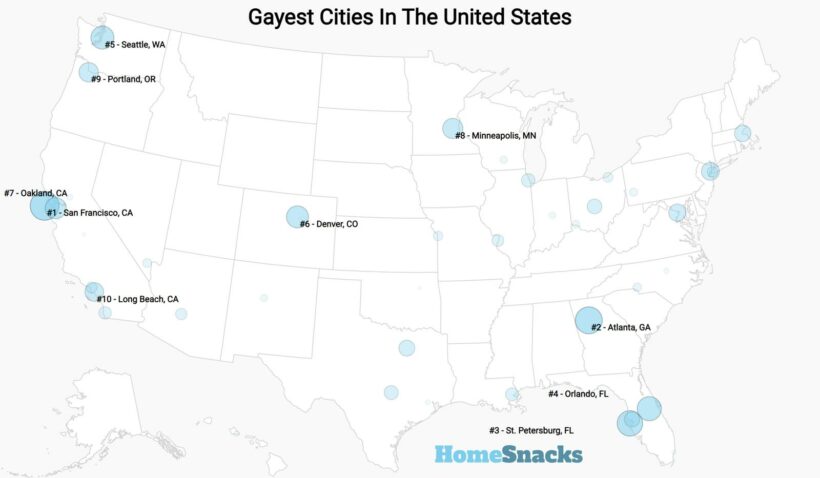 Gayest Cities in the US Map