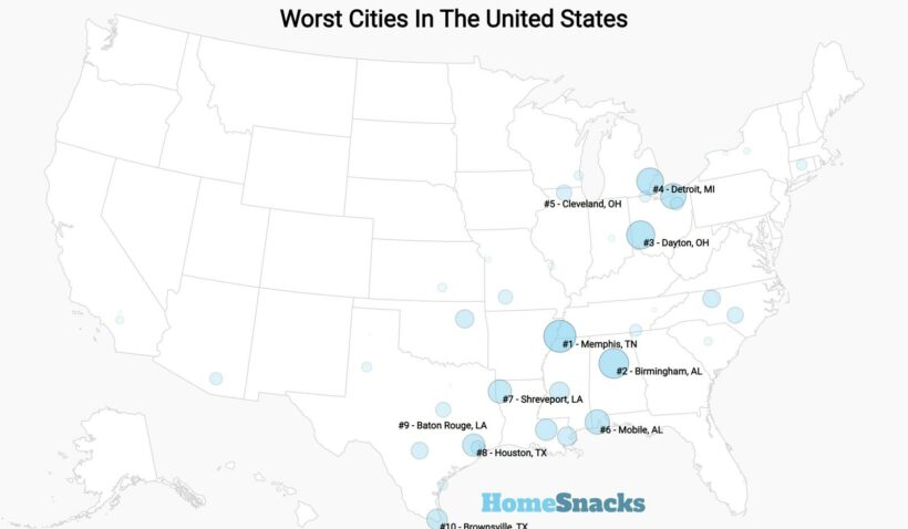 Worst Cities In The US Map